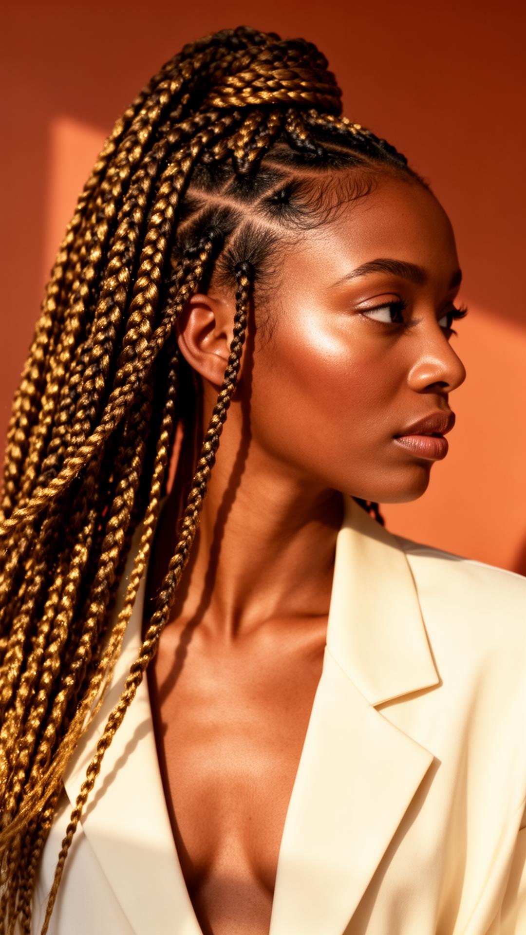 Woman with elegant long box braids